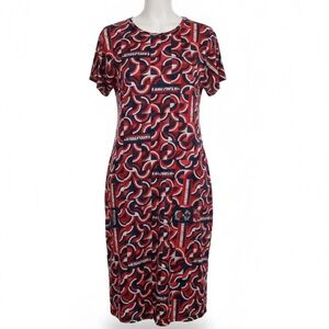 Lularoe Maria XXS Modern Print Midi Dress Polyester Rayon Spandex Blend 🥳